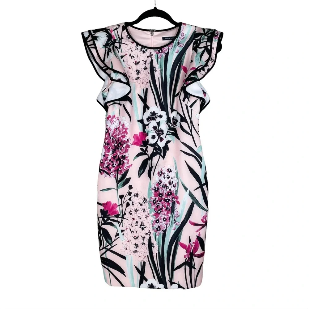 Tommy Hilfiger Pink Floral Ruffled Sleeve Dress - Picture 2 of 9